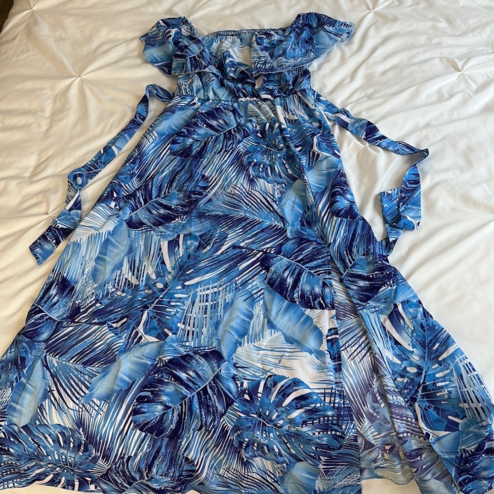 Off the shoulder maxi dress with slit